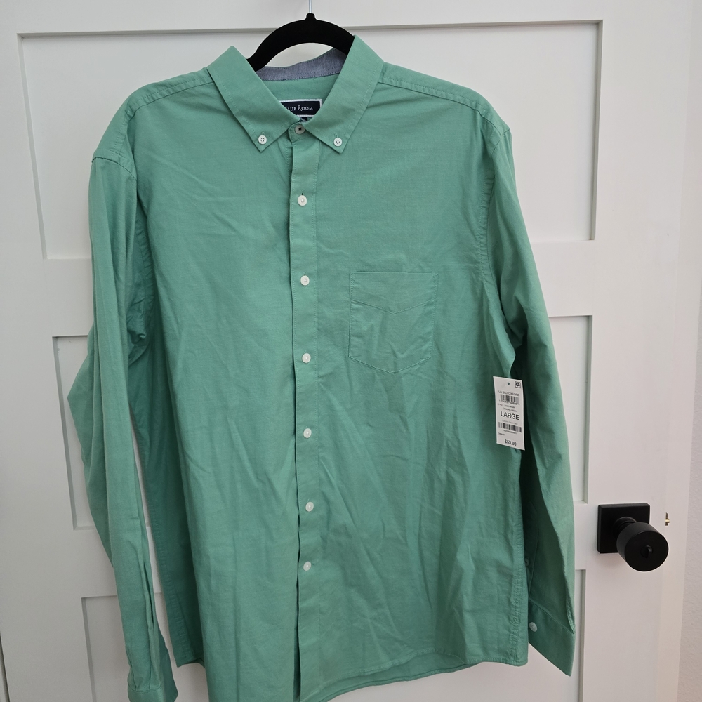 Club Room Teal Casual Button-Down Shirt Size Large